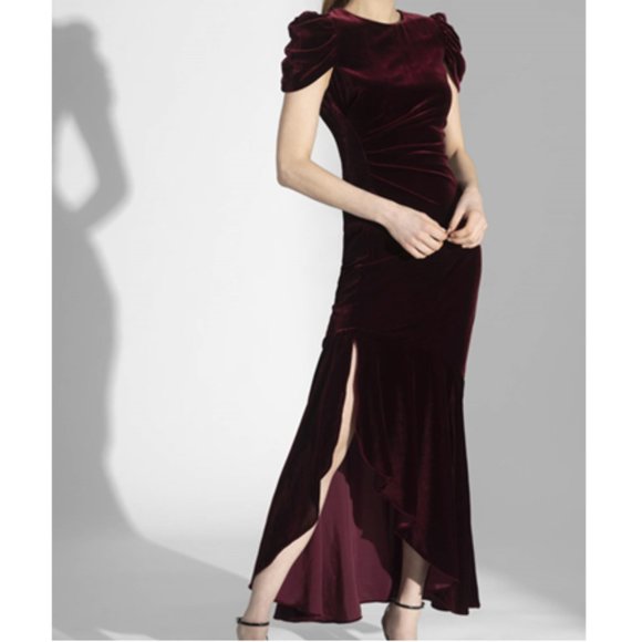Shoshanna NWT Sz 2 Red Burgundy Midnight Velvet Gown - Picture 1 of 3